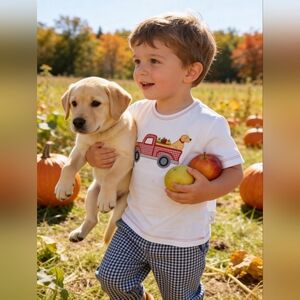 Petit Ami Apple Truck Applique Matching Shirt And Pants